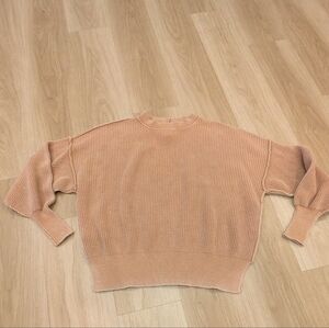 Aerie Tan Sweater Textured Crewneck Oversized Size XS